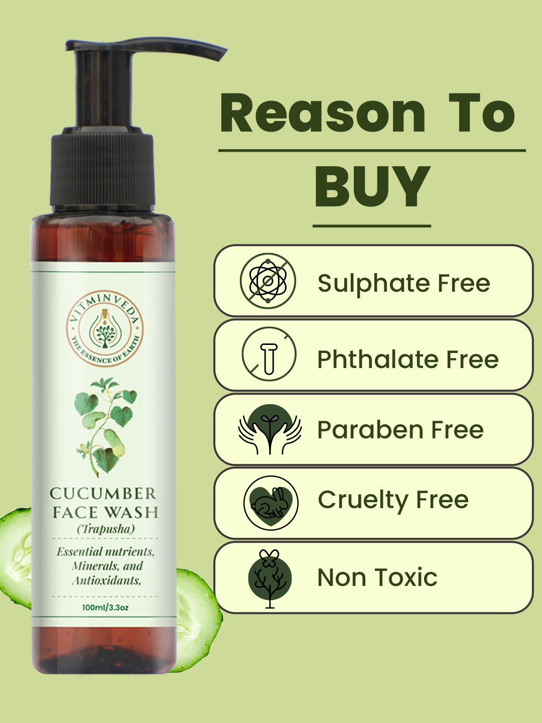 Natural Cucumber Face Wash 100ml — View 2