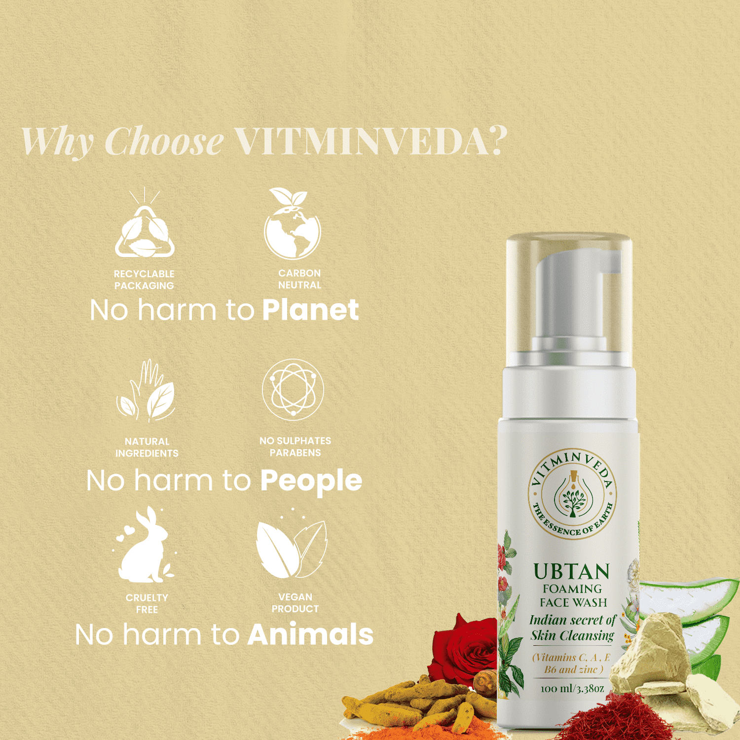 Ubtan Foaming Face Wash - 100ml — View 5