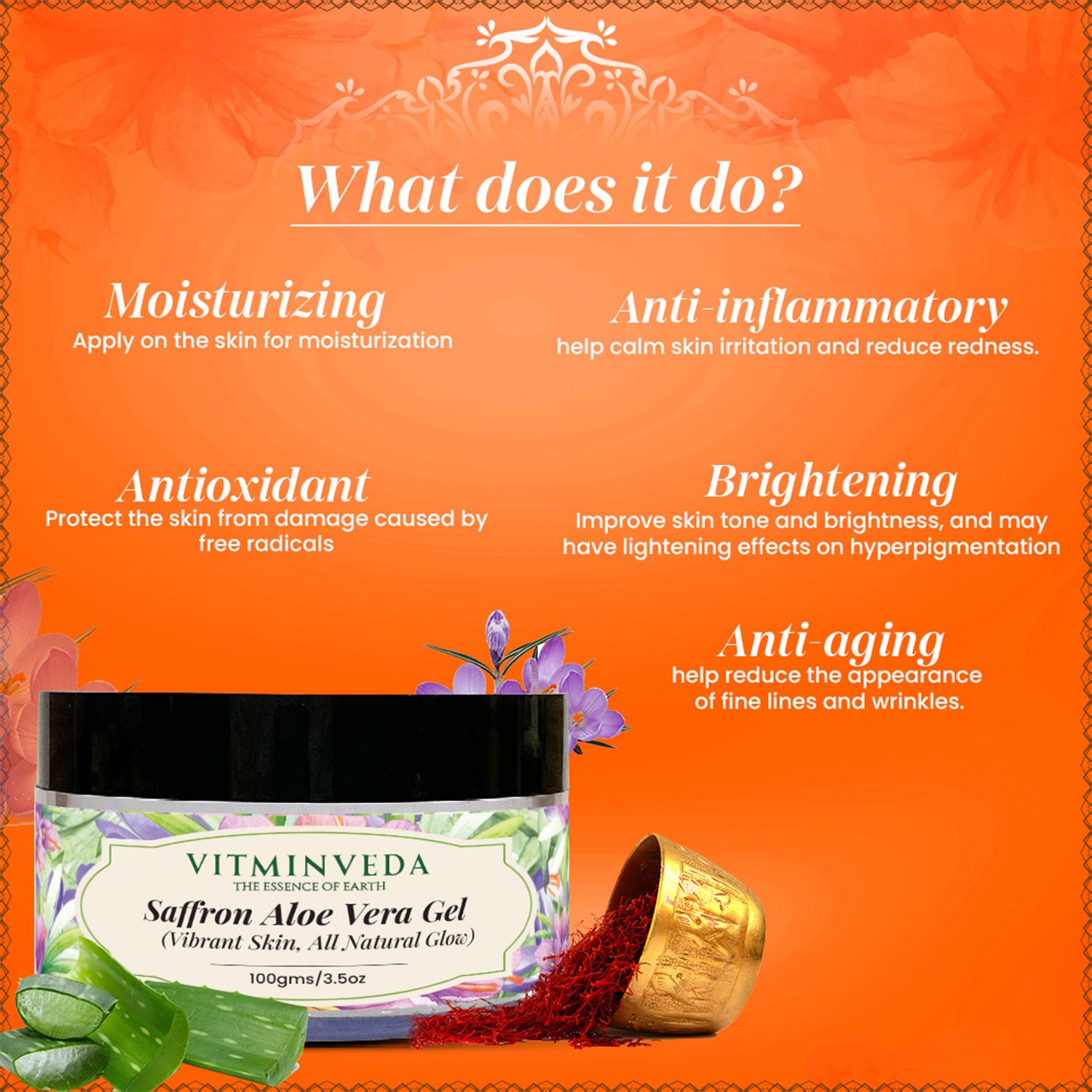 Aloe Vera Gel with Saffron - 100gm — View 2