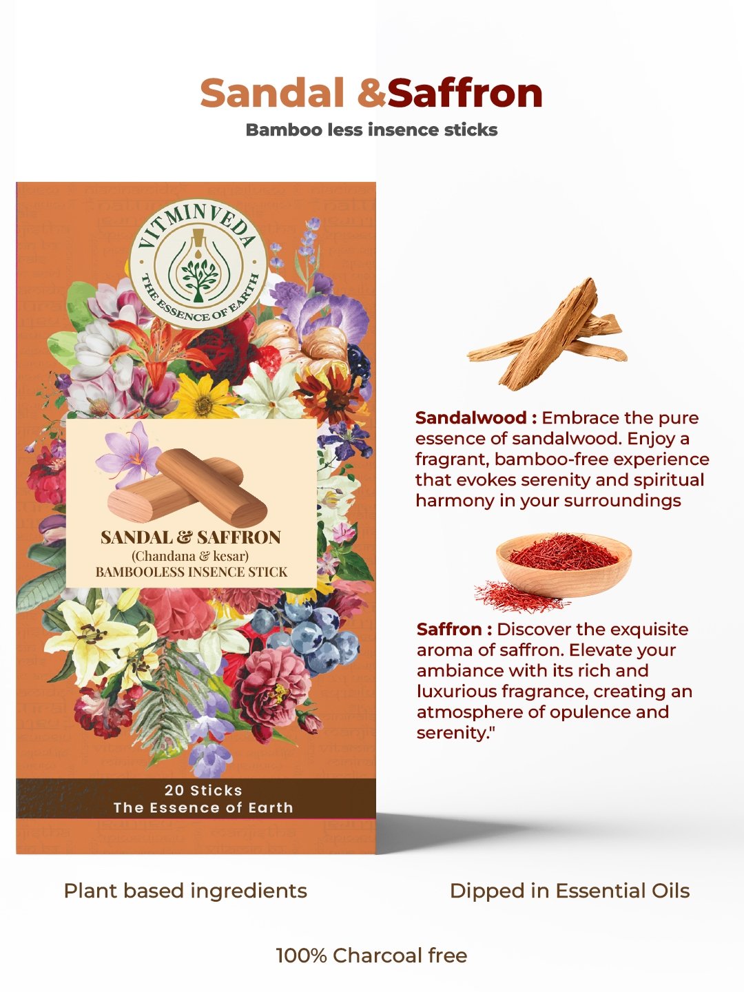 Sandal Saffron Bambooless Incense Stick — View 2