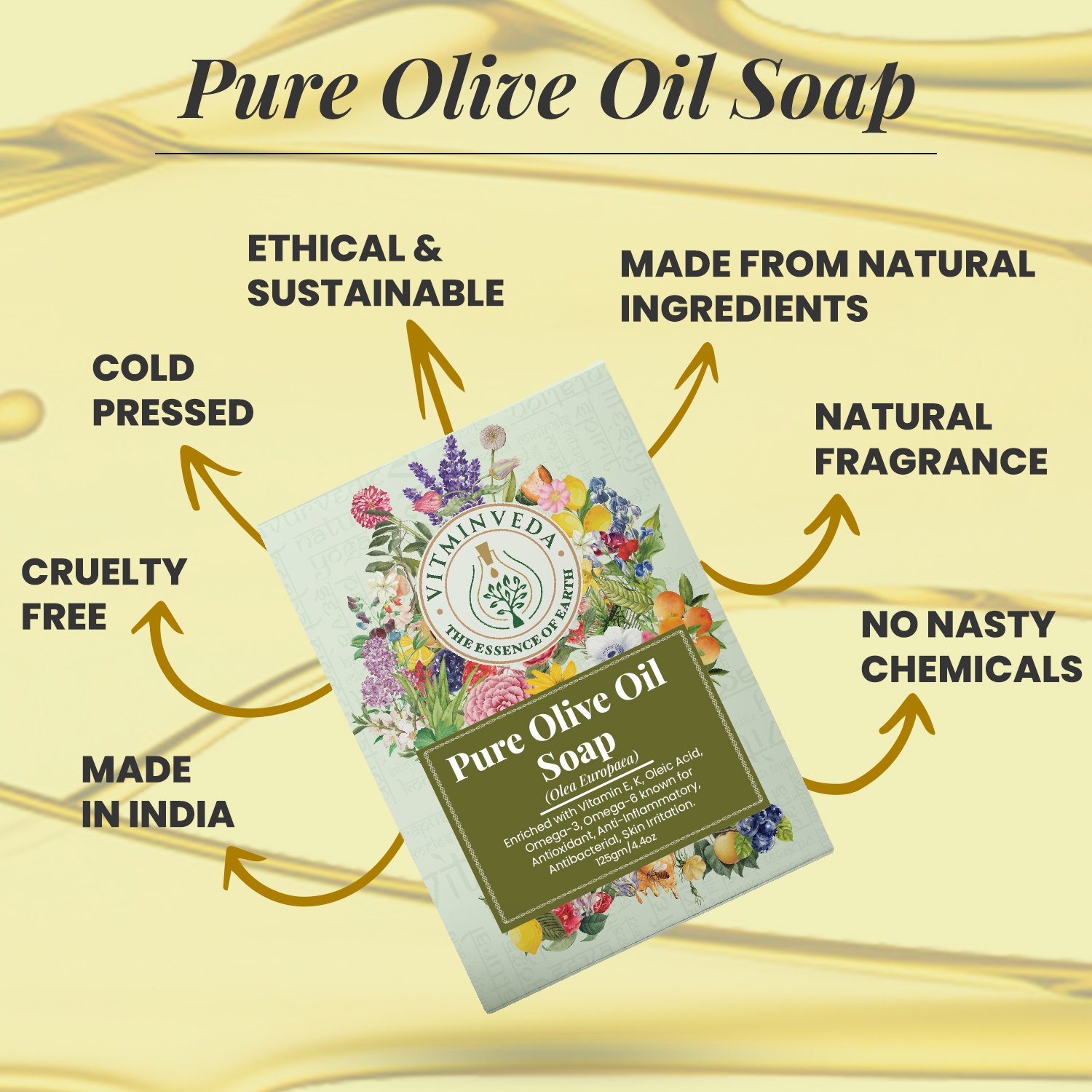 Olive Oil Herbal Soap Bar - 125gm — View 3
