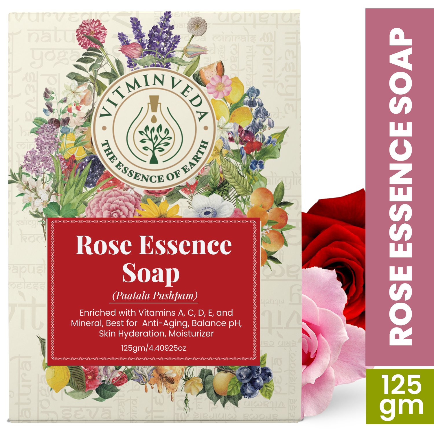 Rose Essence Herbal Soap Bar - 125gm — View 6